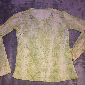 Light green long sleeve with snake/ lizard print